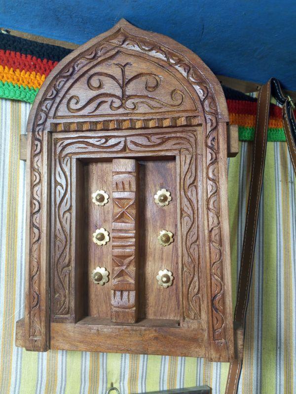 Kompyuta Handcrafted Zanzibar Door – Traditional Wooden Wall Décor with Brass Accents