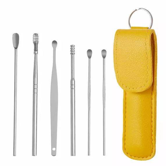 Portable Ear Wax Removal Kit with Leather Case - Premium Ear Cleaning Tool Set
