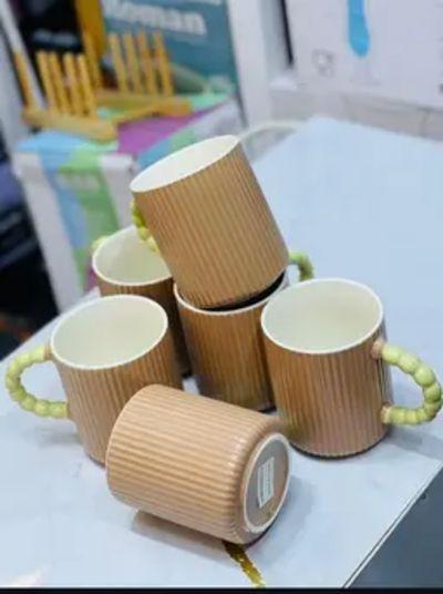 Eco-Friendly Bamboo Mugs with Green Bead Handles