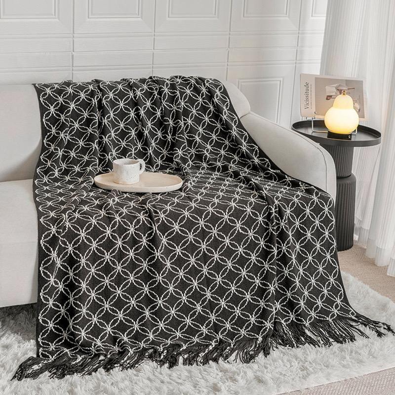 "Battilo Home Knitted Throw Blanket – Cozy Soft 50""x60"" Fringed Sofa & Bed Accent"