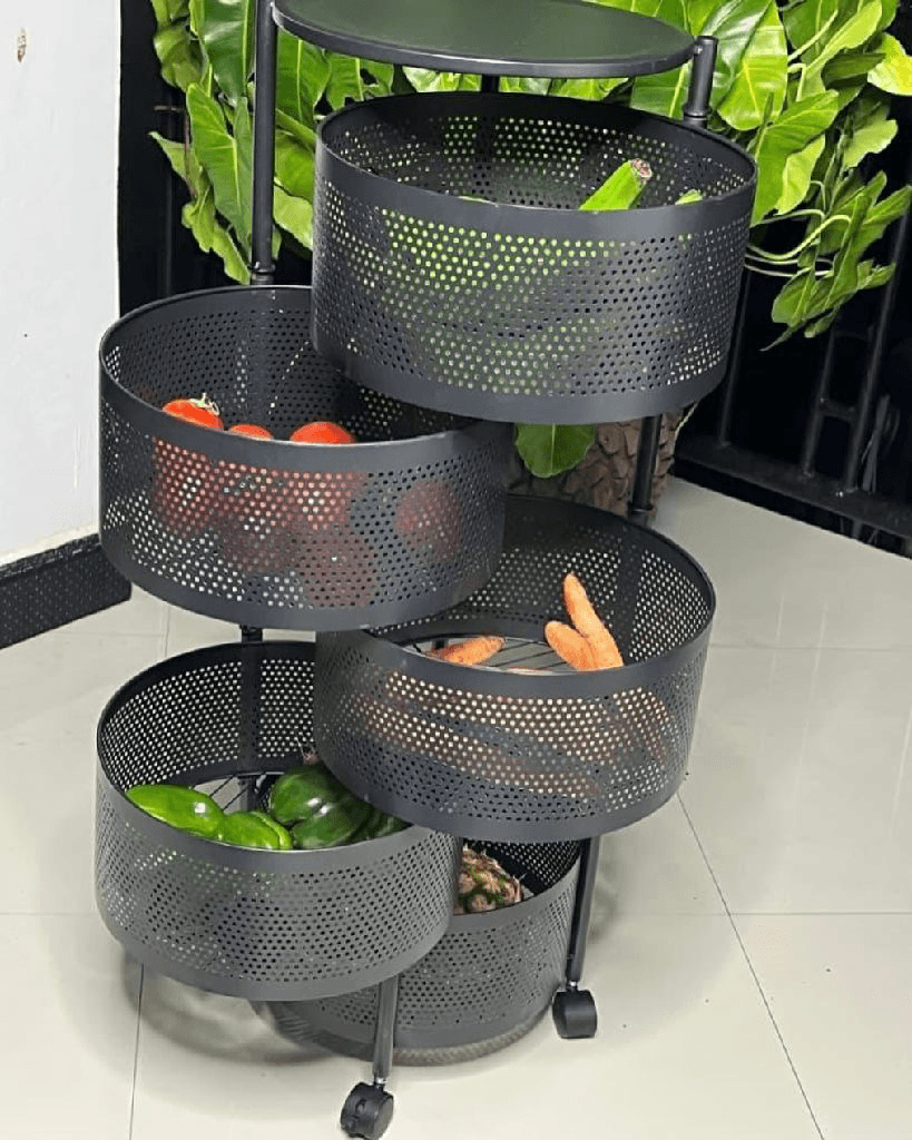 4-Tier Rolling Kitchen Cart with Perforated Baskets