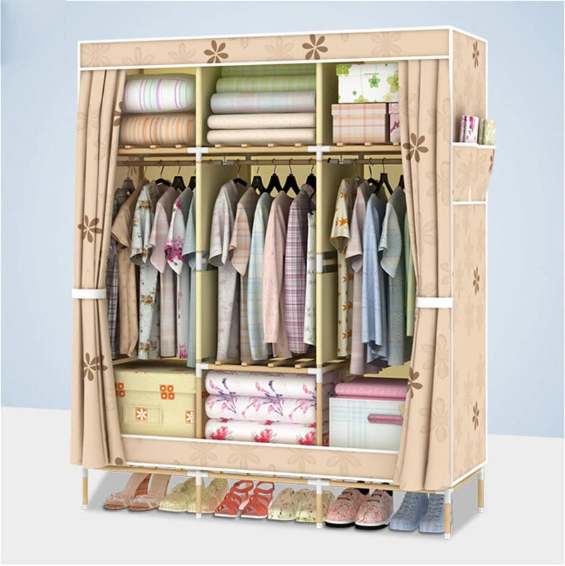 Wardrobe Storage Closet (Kabati la kitambaa kigumu na mbao)