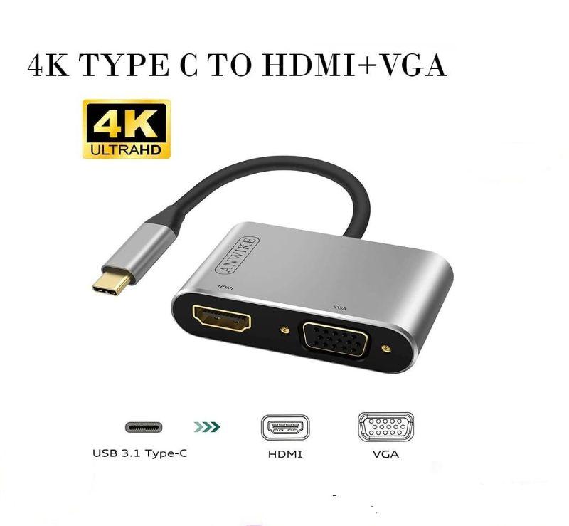 Type C to VGA+HDMI