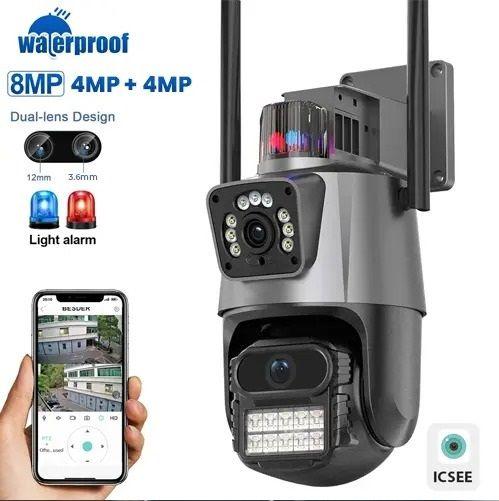 Dual Lens PTZ Security Camera with 8MP + 4MP + 4MP Resolution