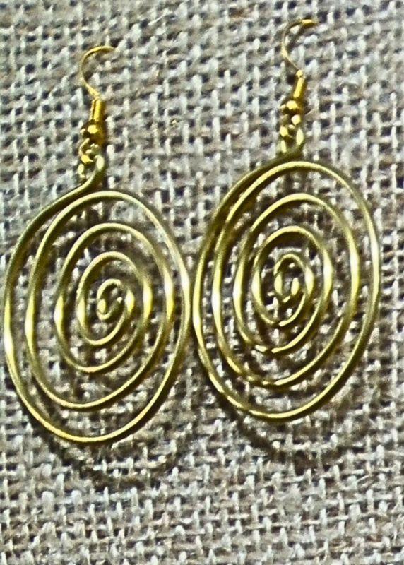 Handcrafted Brass Spiral Earrings – Boho Swirl Dangle Jewelry