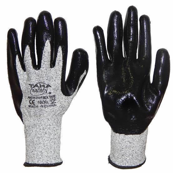 TAHA Safety Black and Grey Nylon Work Gloves