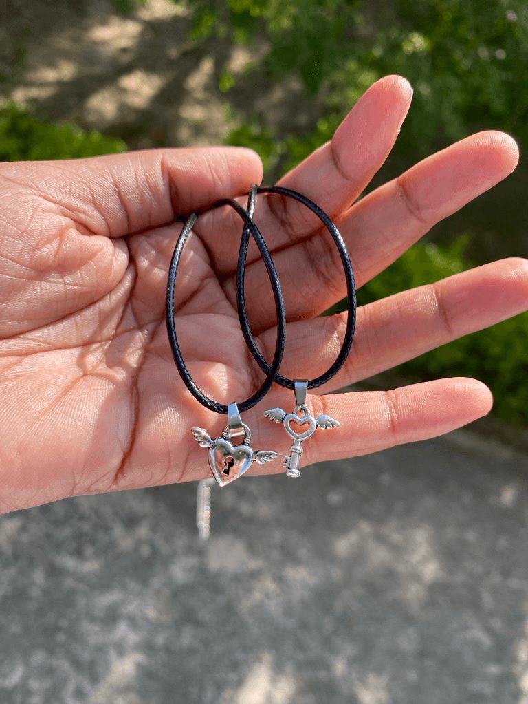 Couple's Lock and Key Heart Necklace