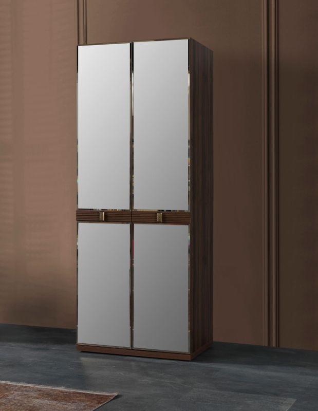 Estia Two Door Wardrobe – Modern Mirrored Design with Contrasting Panel