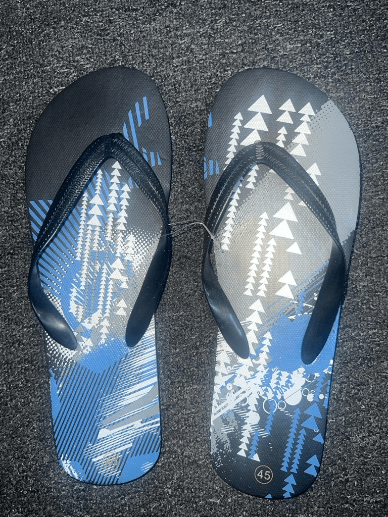Blue & White Tribal Pattern Flip-Flops (Size 40-45)