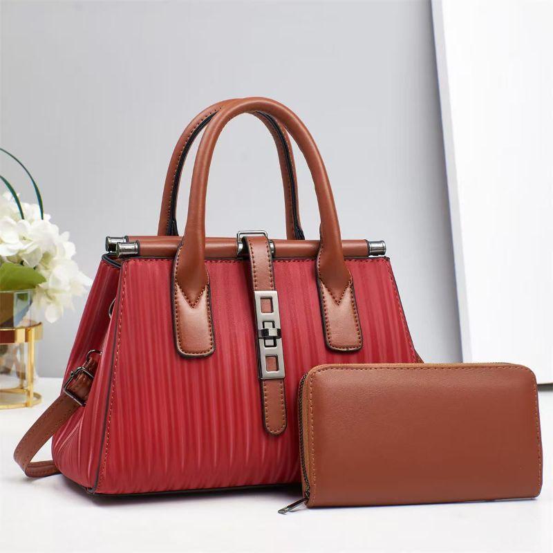 Elegant 2-in-1 Pleated Satchel & Matching Zip-Around Wallet Set