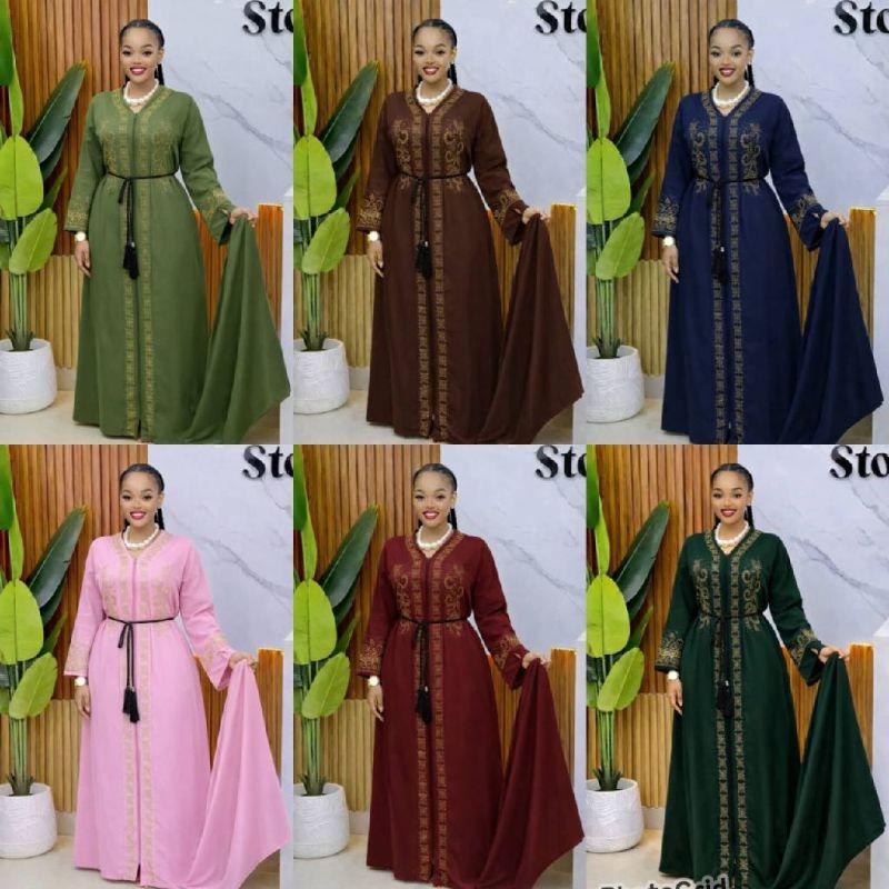 Elegant Full-Length Modest Abaya Dress with Detailed Embroidery