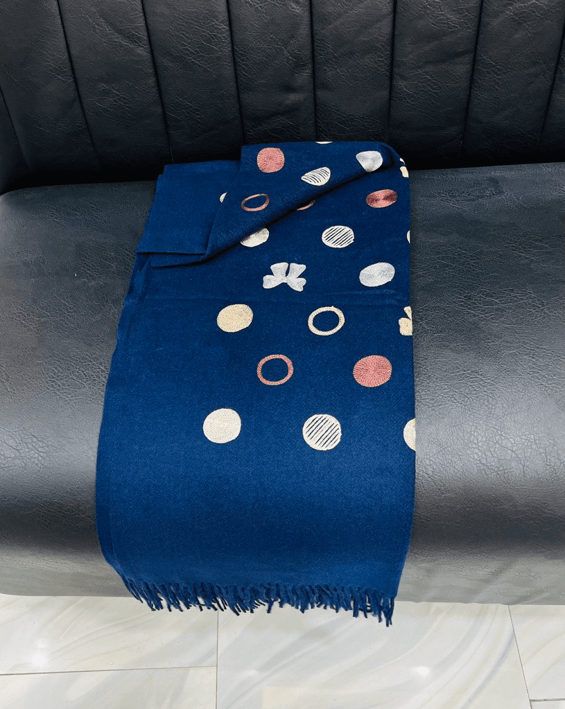 Royal Blue Circles and Stripes Scarf