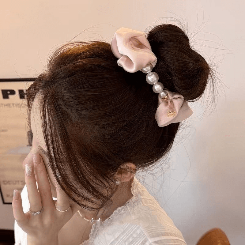 Bidhaa Elegant Satin Scrunchie with Beaded Detail - Fashionable Hair Accessory for Women