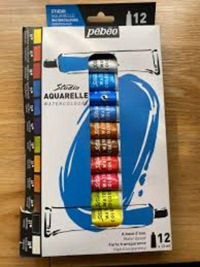 Pebeo Studio Aquarelle Watercolour Set – 12 x 12ml Tubes | Professional Transparent Watercolors