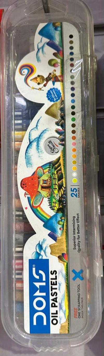 Doms Oil Pastels – 25 Vibrant Shades with Free Scraping Tool