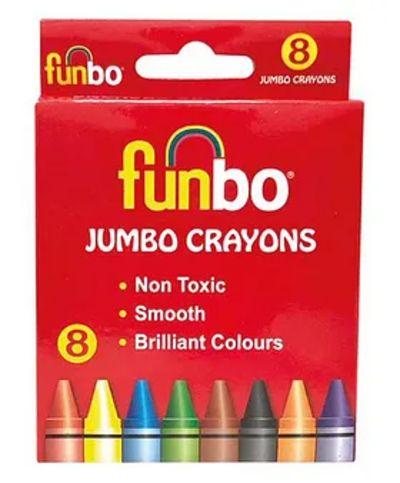 Funbo Jumbo Crayons – 8 Bright, Non-Toxic Crayons for Kids