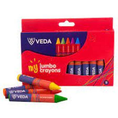 Veda My Jumbo Crayons – 12 Bright, Break-Resistant Crayons for Kids