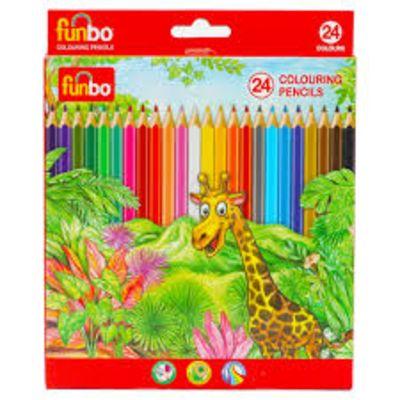 Funbo Colouring Pencils – 24 Bright Shades, Easy to Sharpen with Triangular Grip