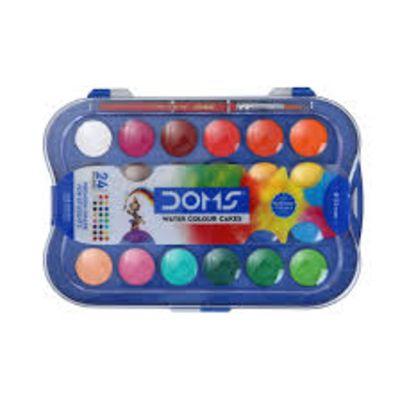 Simu DOMS Water Colour Cakes – 24 Vibrant Shades with Free Brush | Bora Student Painting Set